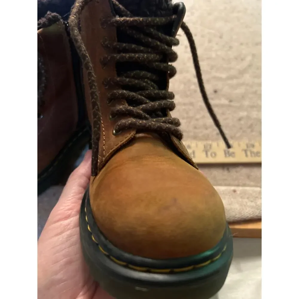 Dr. Marten's Serena Faux Shearling Lined Leather Boots Zip Girls 13 Brown
